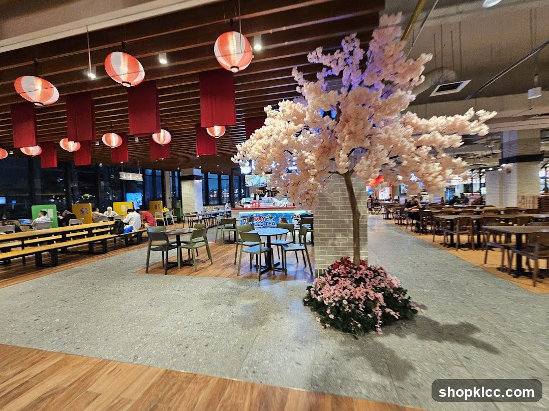Food Court with Cherry Blossom Tree