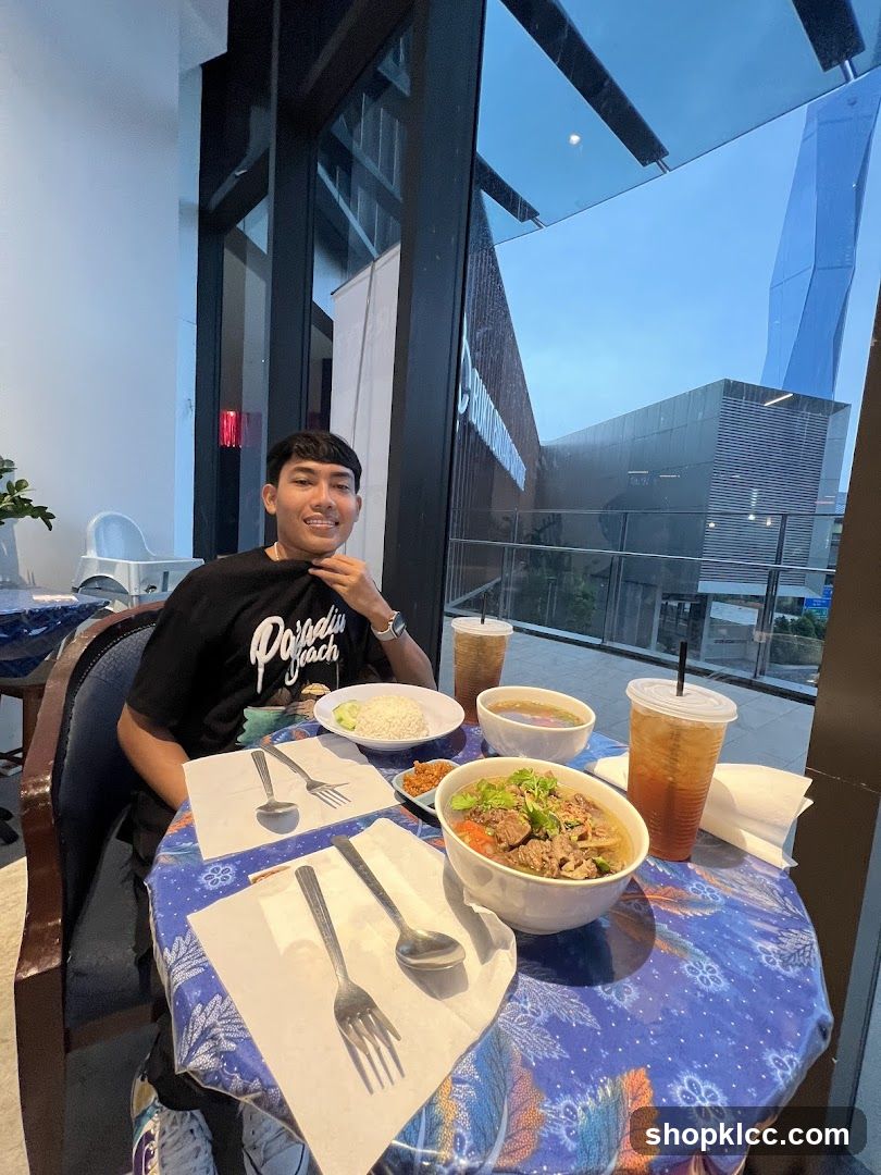 Man at a table with food