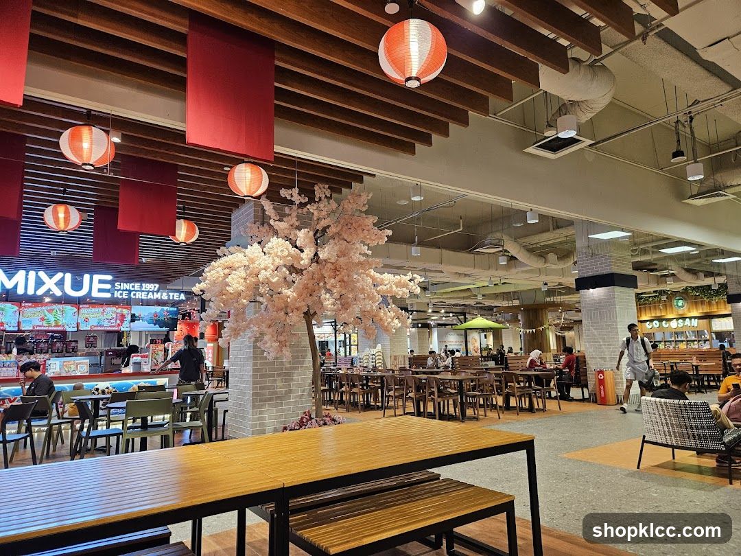 Food Court with Cherry Blossom Tree