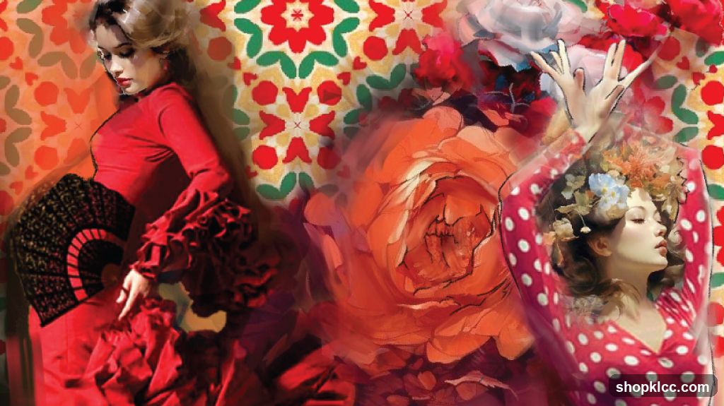 Flamenco Dancers and Flowers