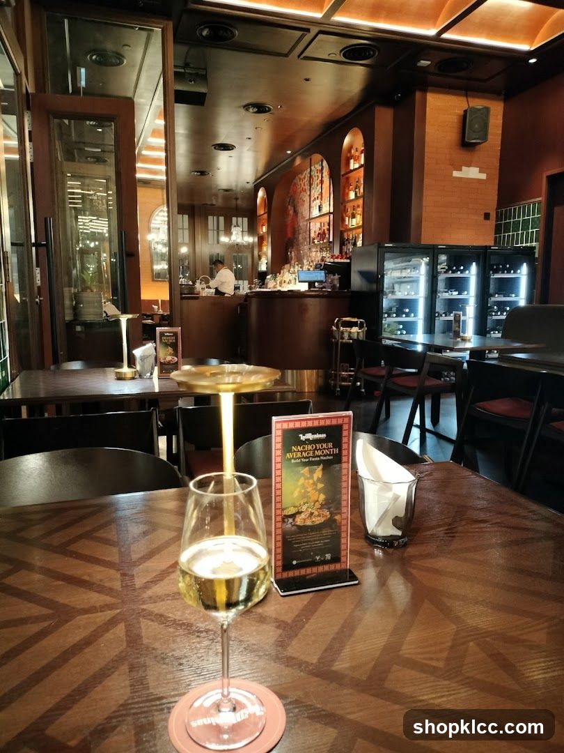 Restaurant Interior with Wine Glass