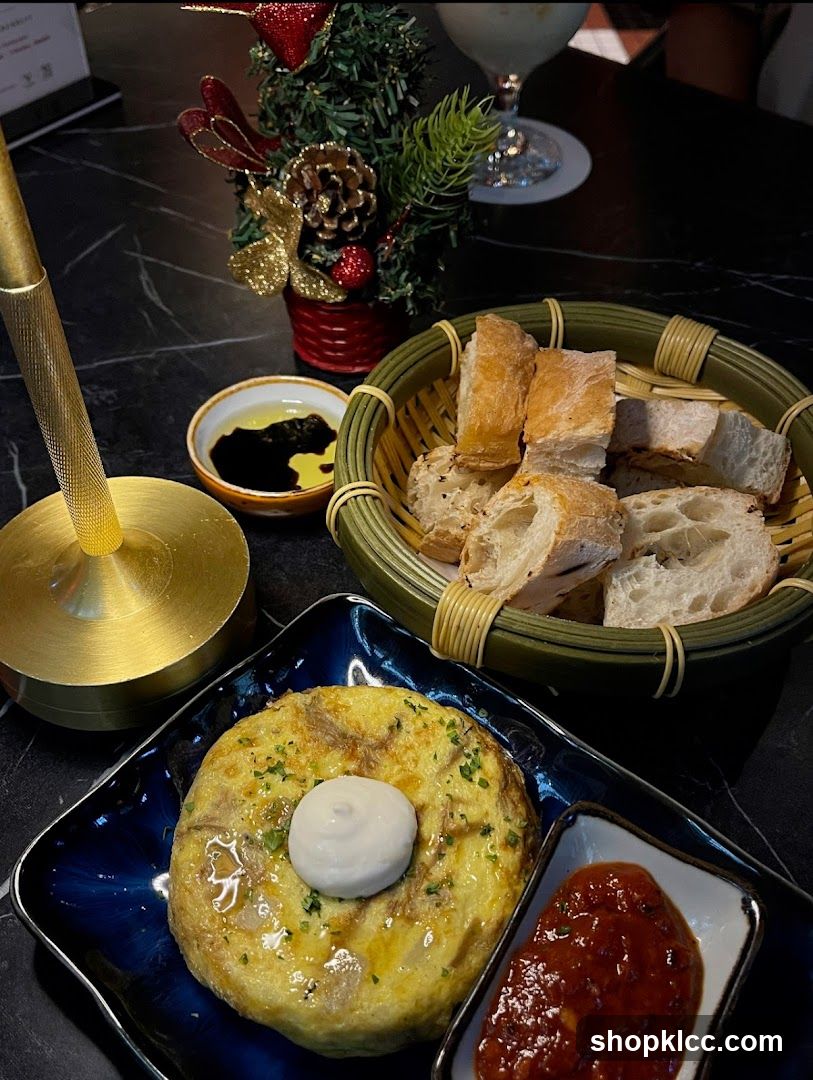 Spanish Omelette with Bread and Dips