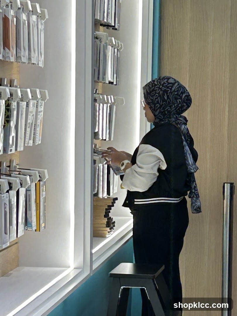 Customer browsing phone cases