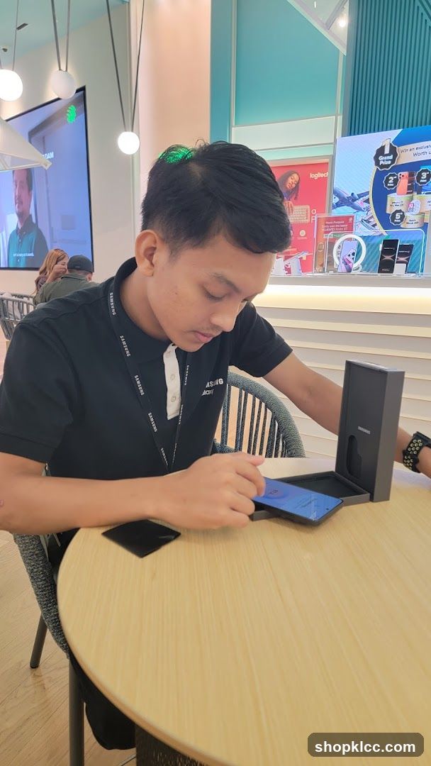 Man examining a smartphone