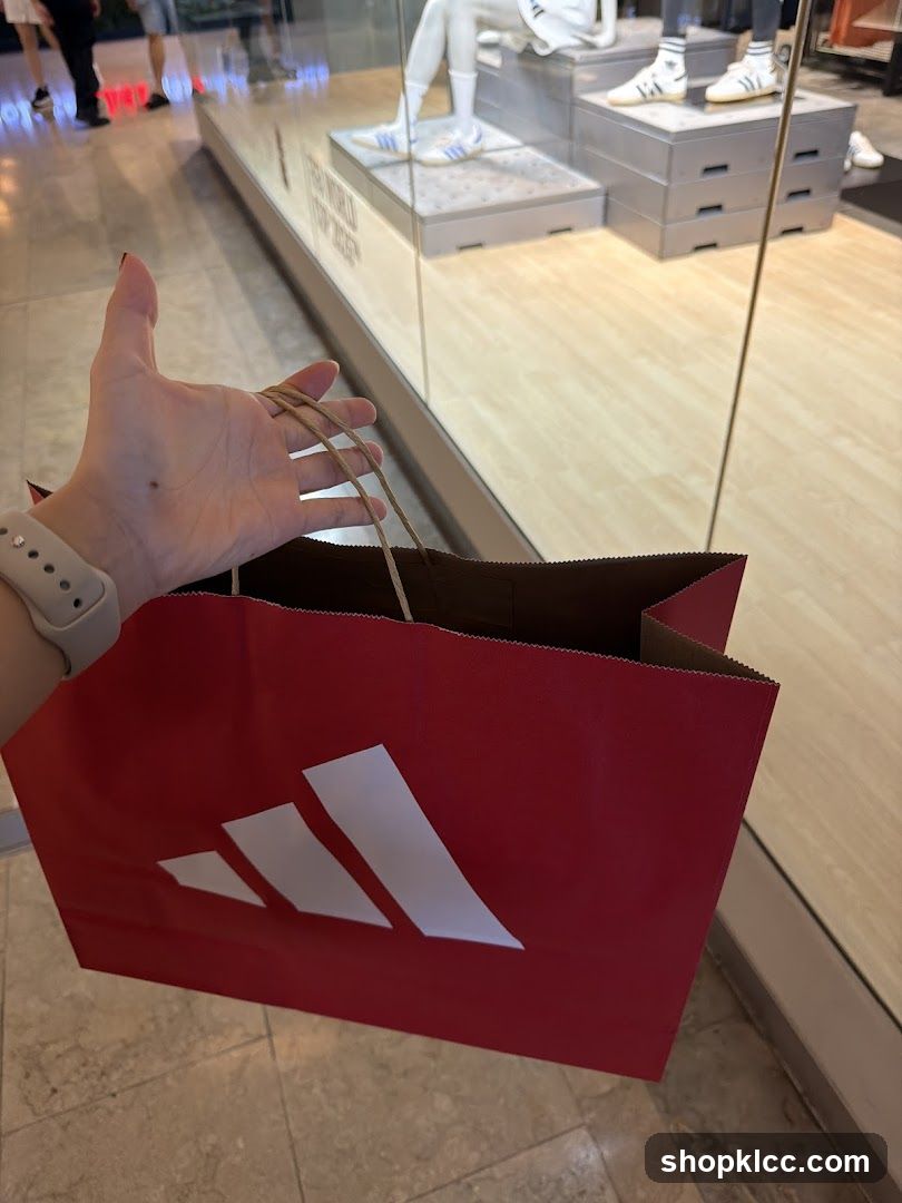 Red Shopping Bag with Adidas Logo
