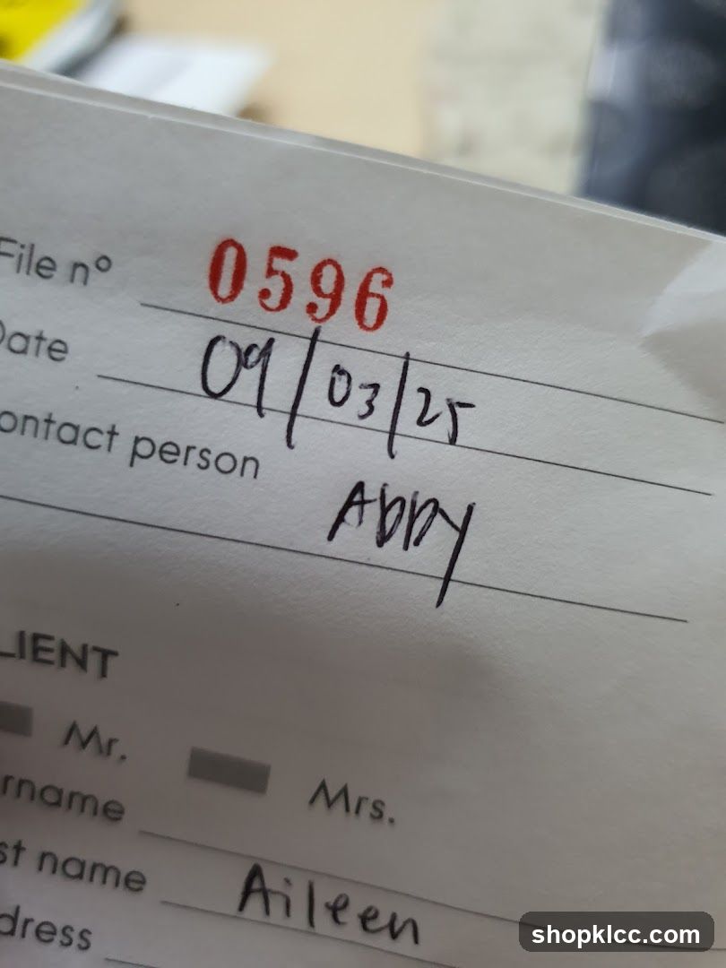 Form with handwritten entries
