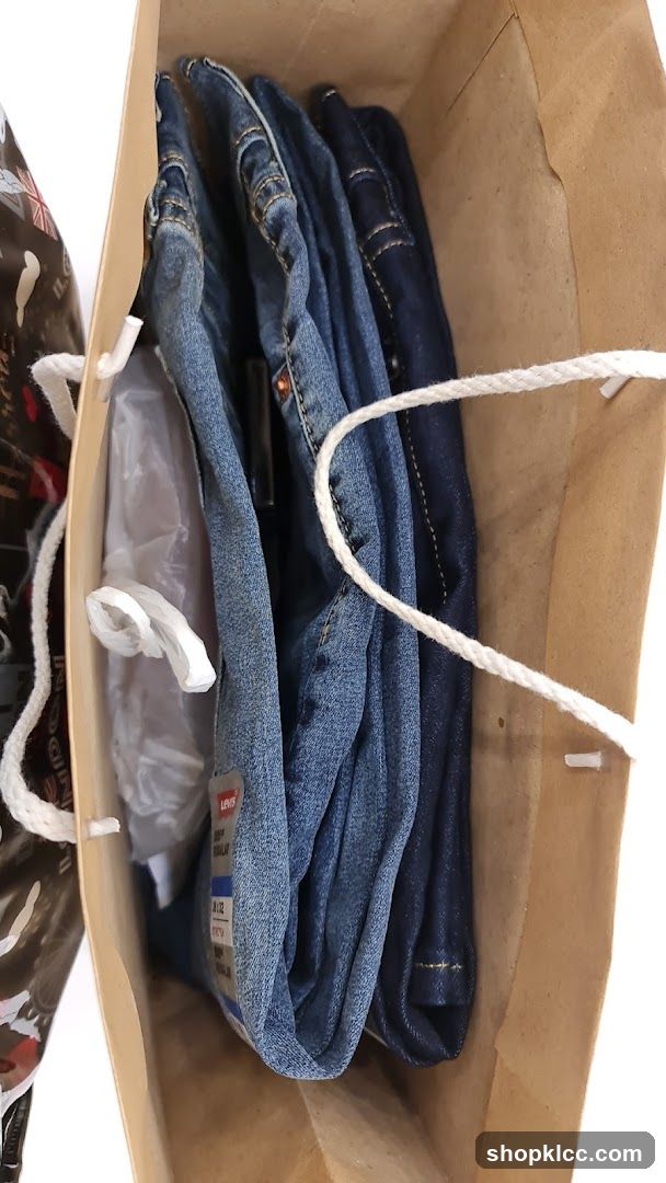 Jeans in a shopping bag