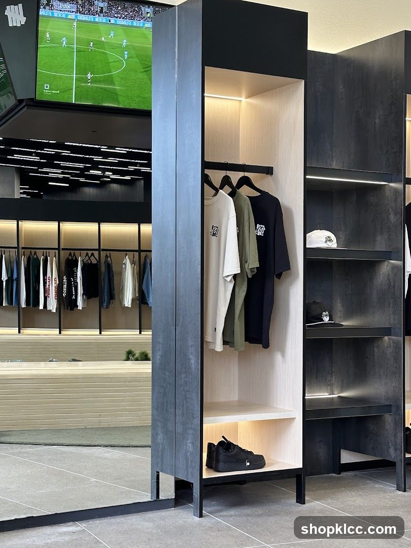 Modern Retail Display with Apparel and Screens