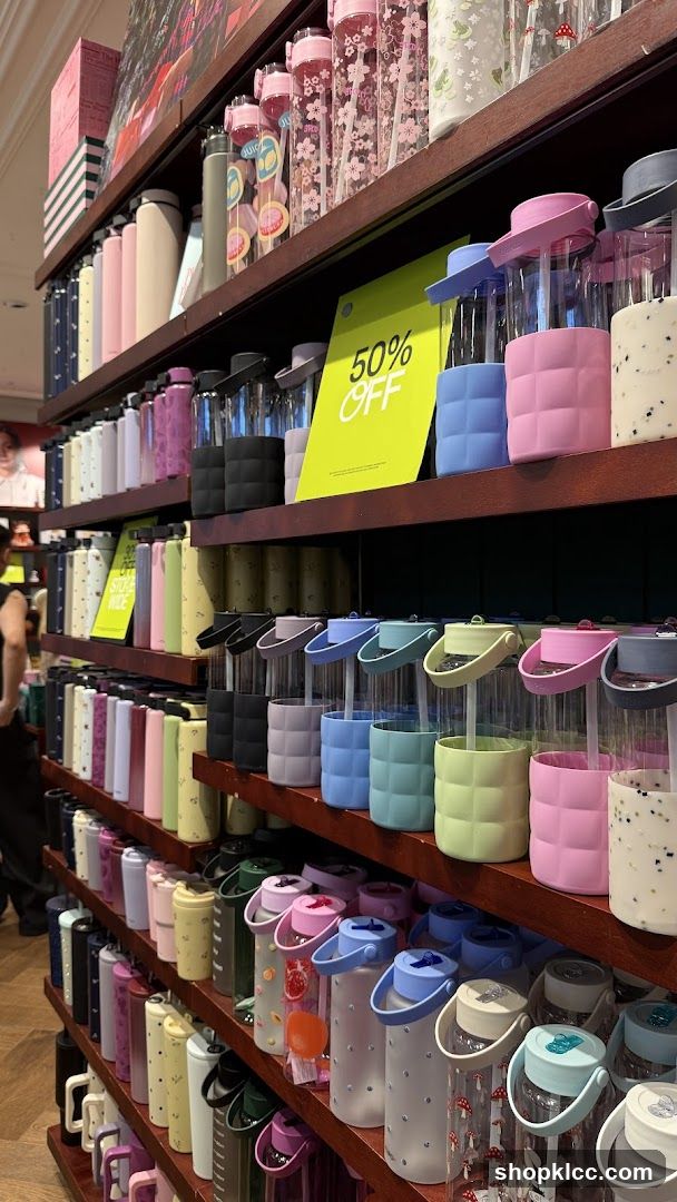 Water Bottles on Shelves