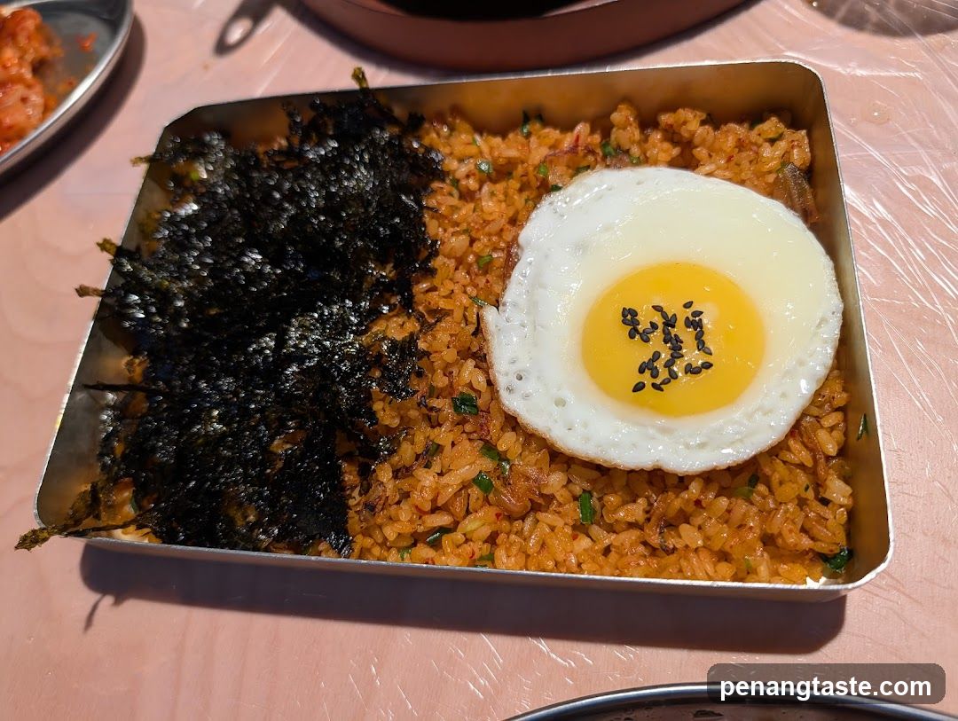 Kimchi Fried Rice with Fried Egg and Seaweed
