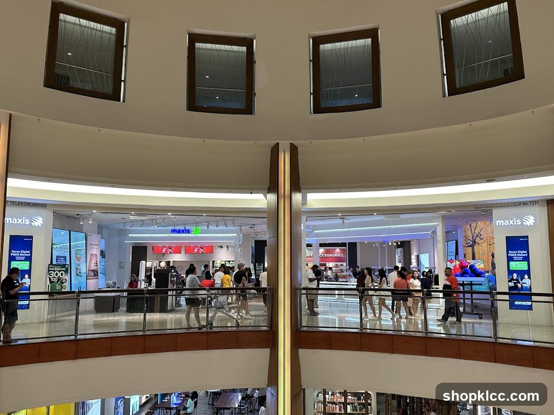 Mall Interior with Maxis Stores