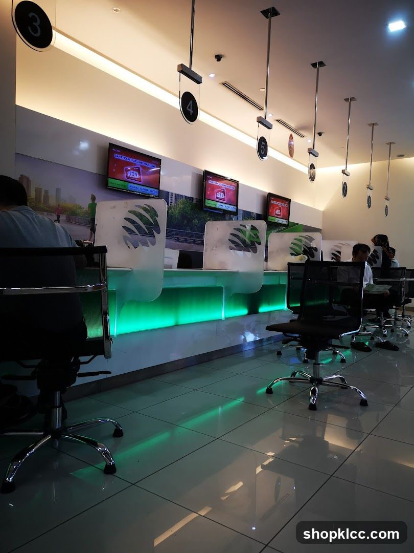 Bank interior with waiting area