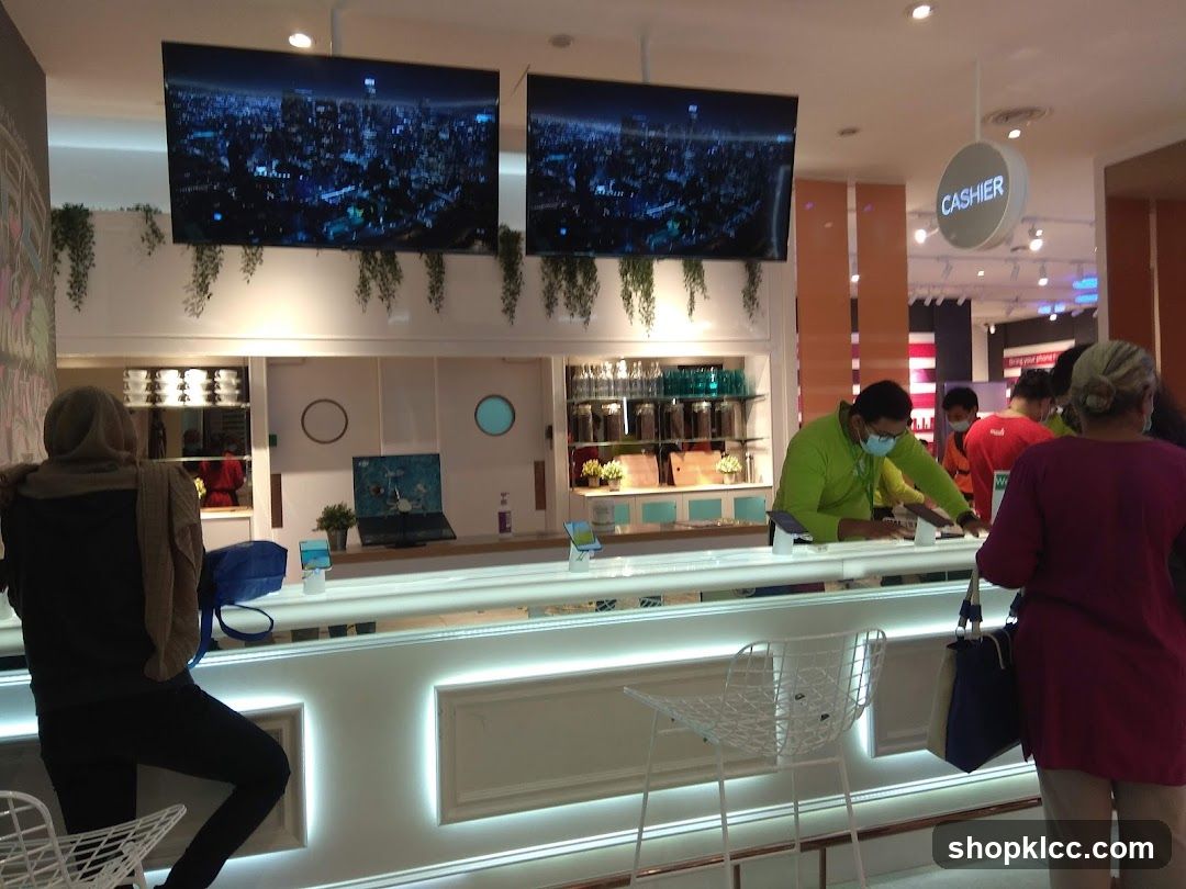 Cashier counter with customers