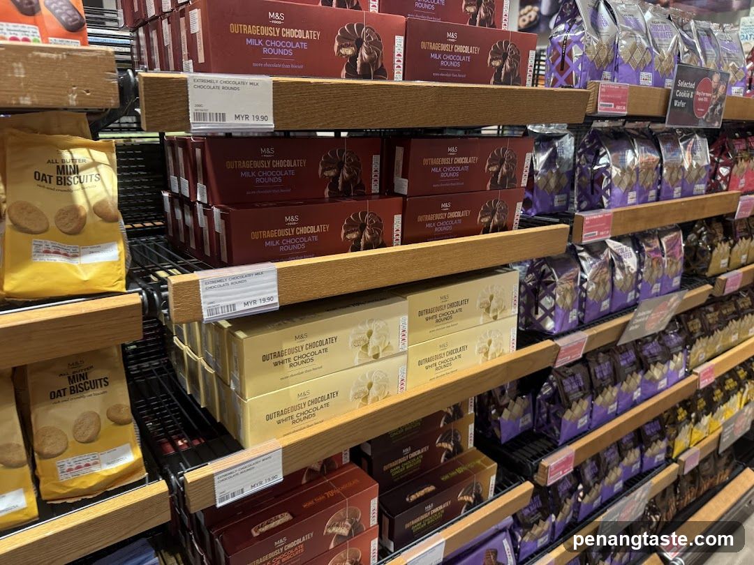 Chocolates and Biscuits on Shelves