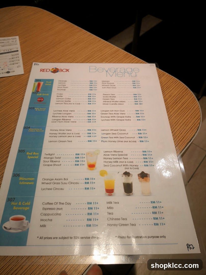 Red Box Beverage Menu