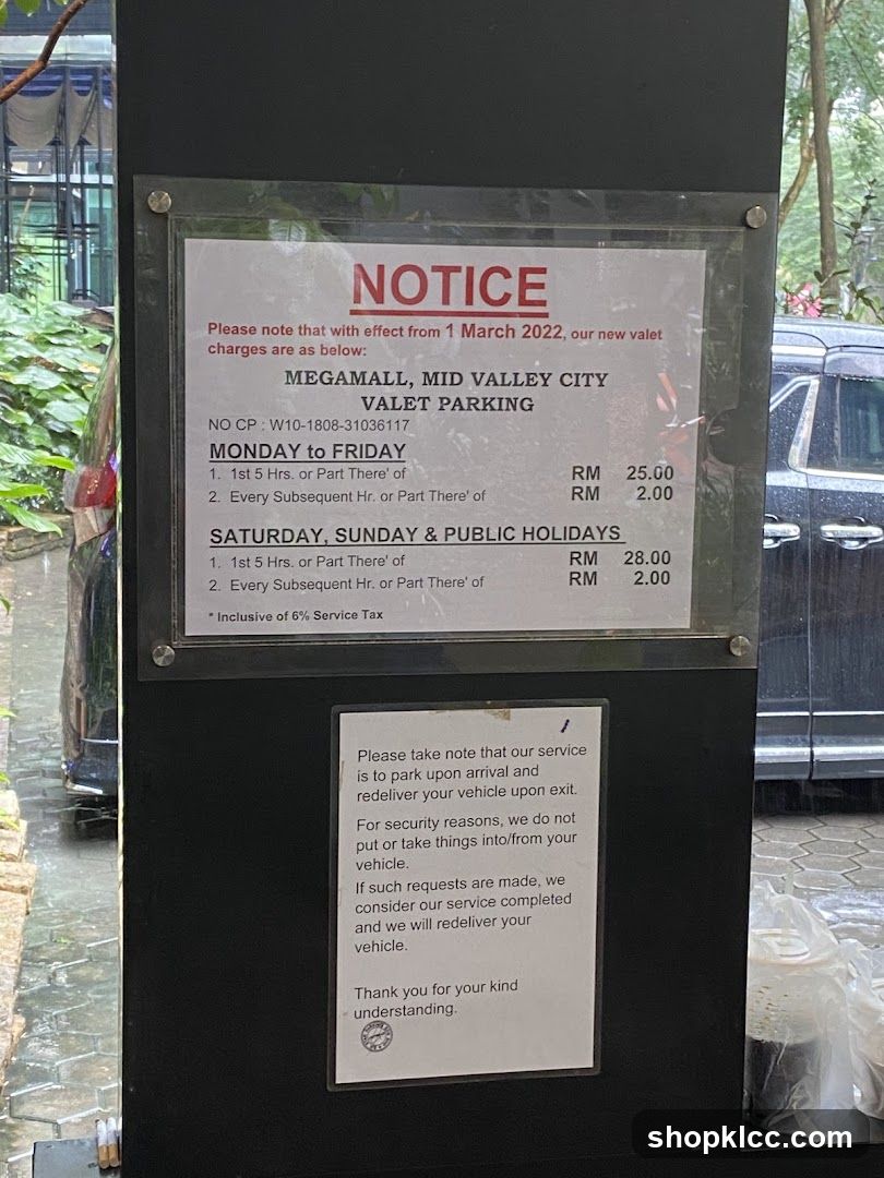 Valet Parking Notice
