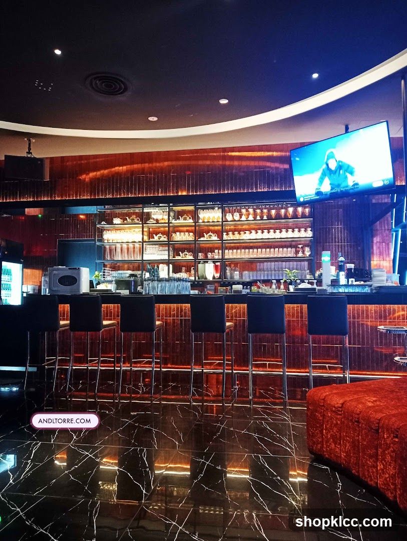 Bar Interior with Stools and Shelving