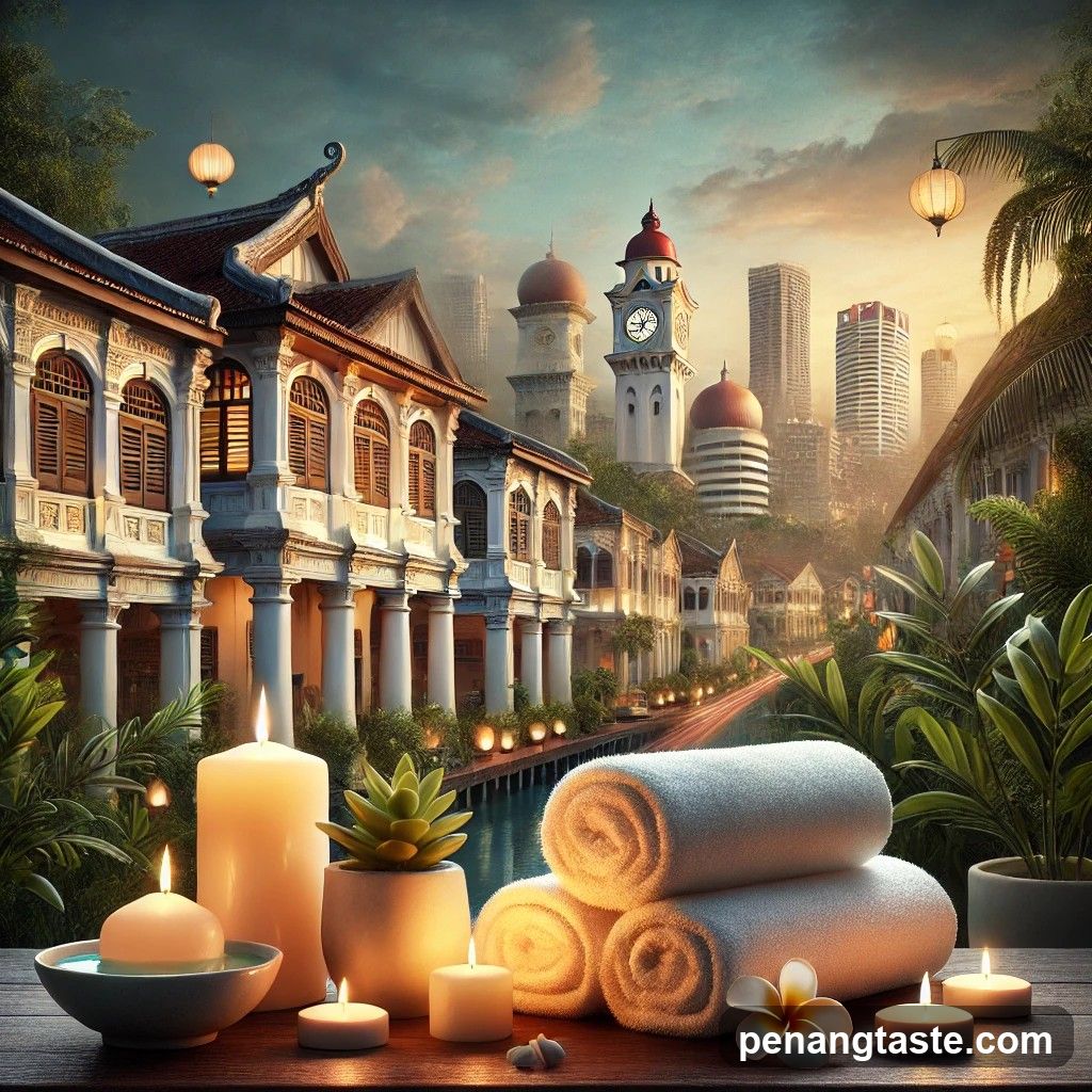 Spa Scene with Cityscape Background