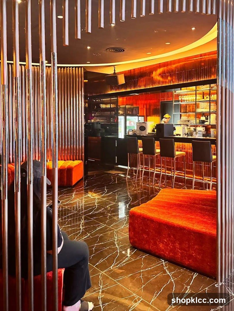 Bar Interior with Orange Seating