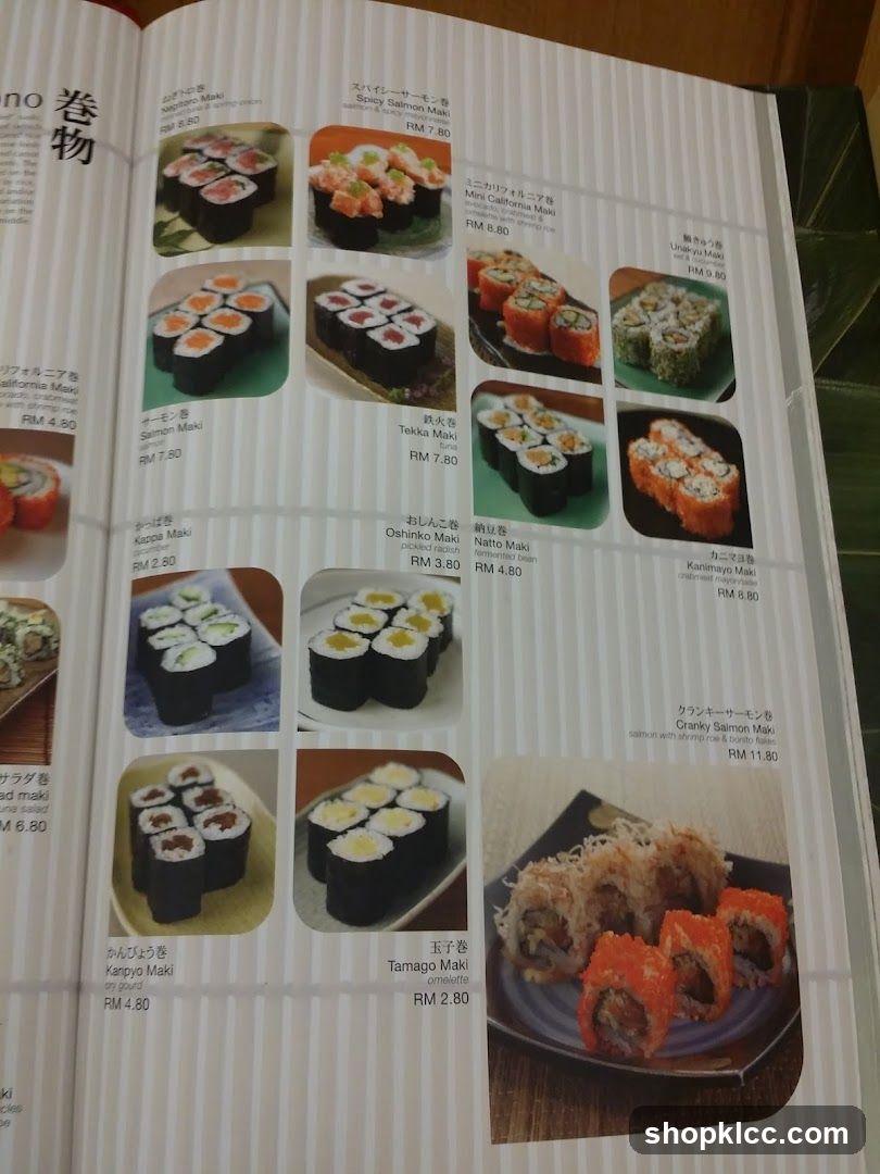Sushi Menu
