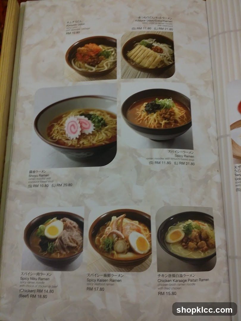 Ramen and Udon Menu