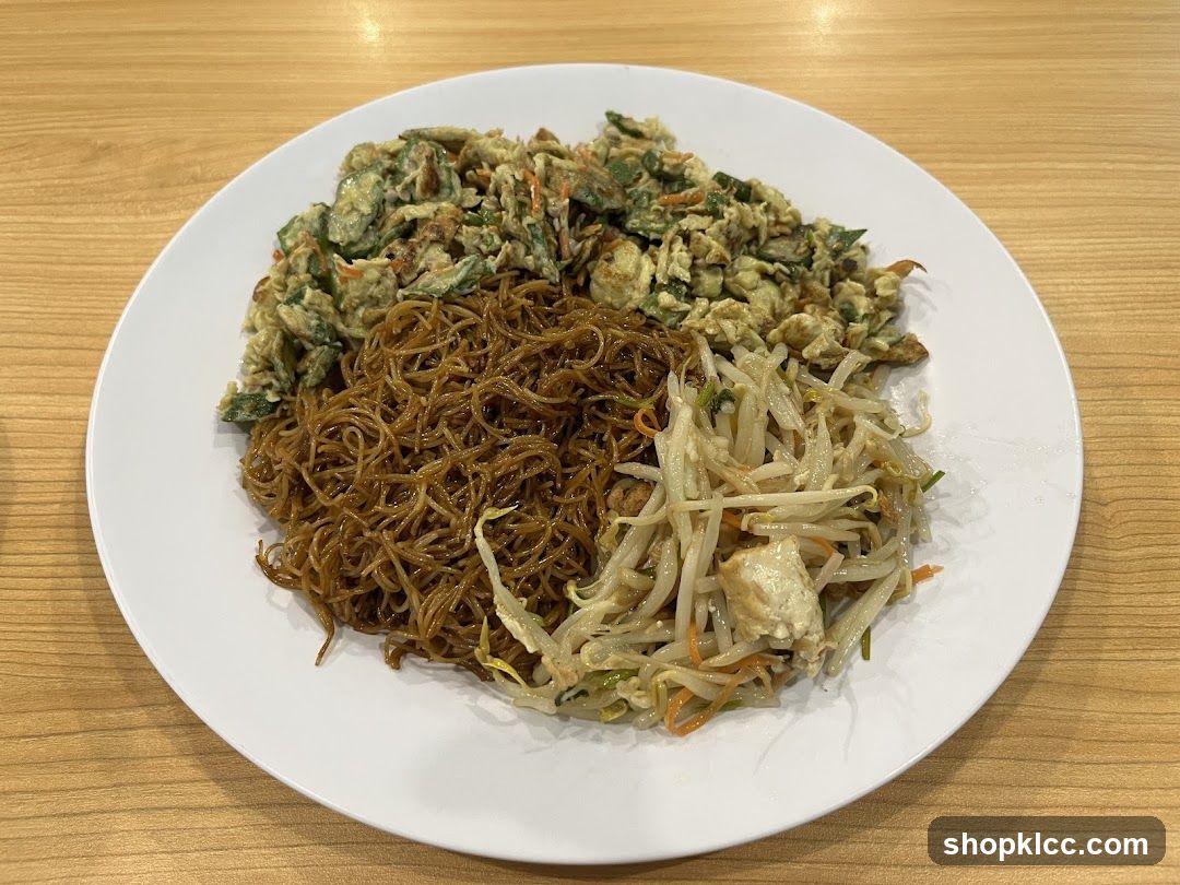 Plate of Stir-fried Noodles with Toppings