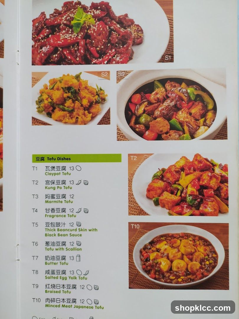 Tofu Dishes Menu Page