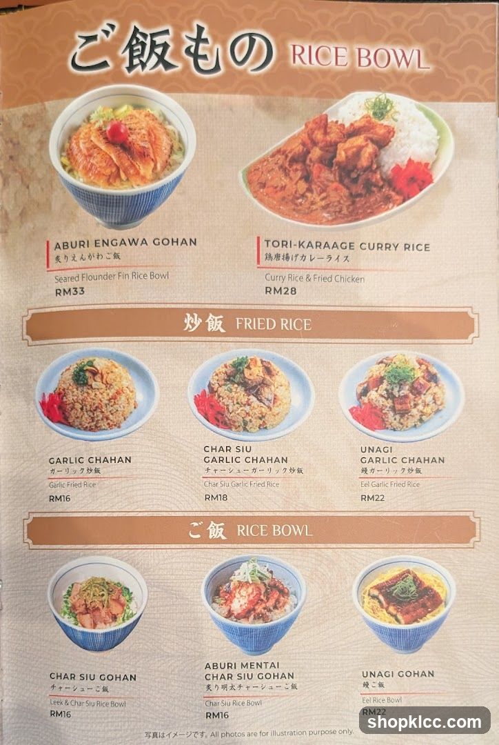 Rice Bowl & Fried Rice Menu