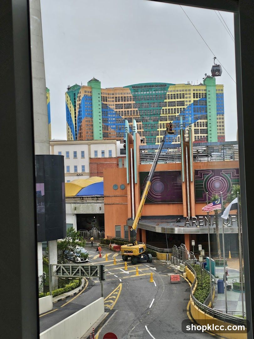 Colorful Buildings and Arena Entrance