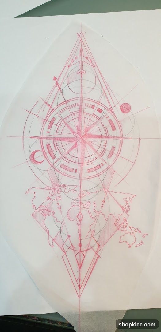 Geometric Travel Tattoo Design