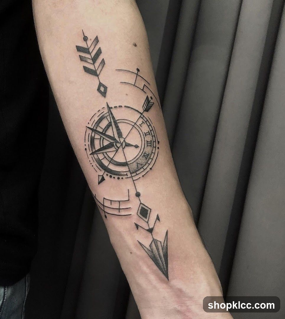 Compass and Arrow Tattoo