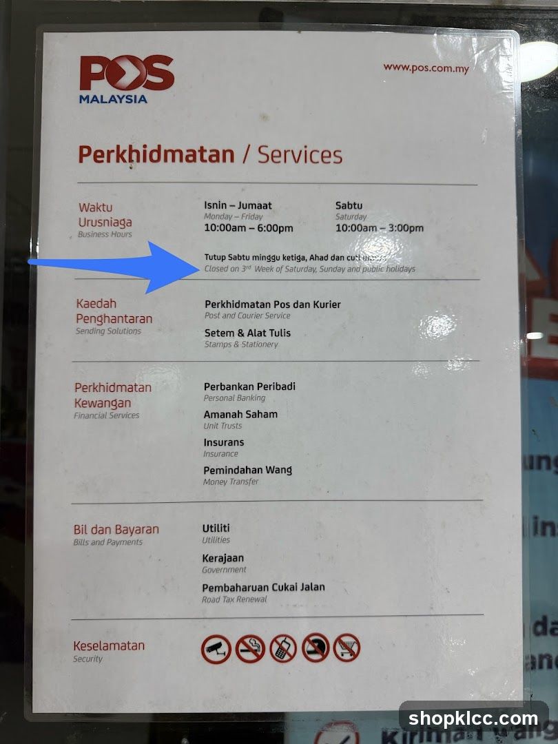 POS Malaysia Services List