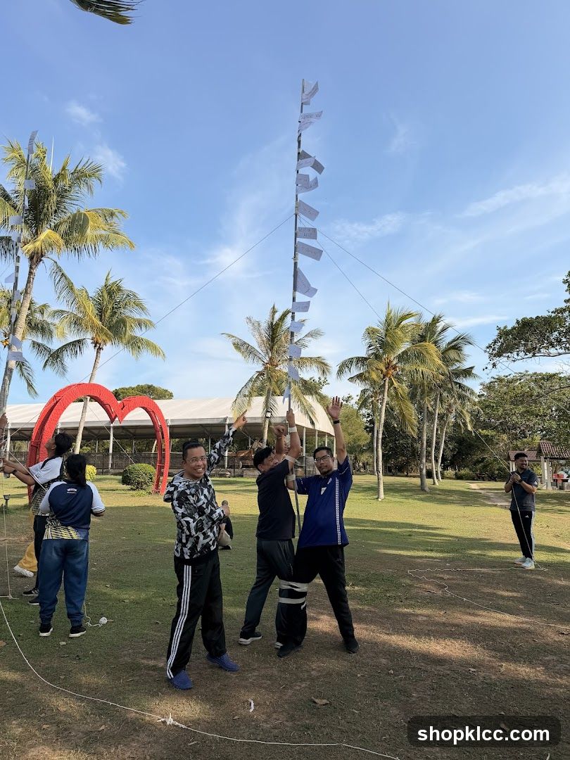 Team building activity with flags