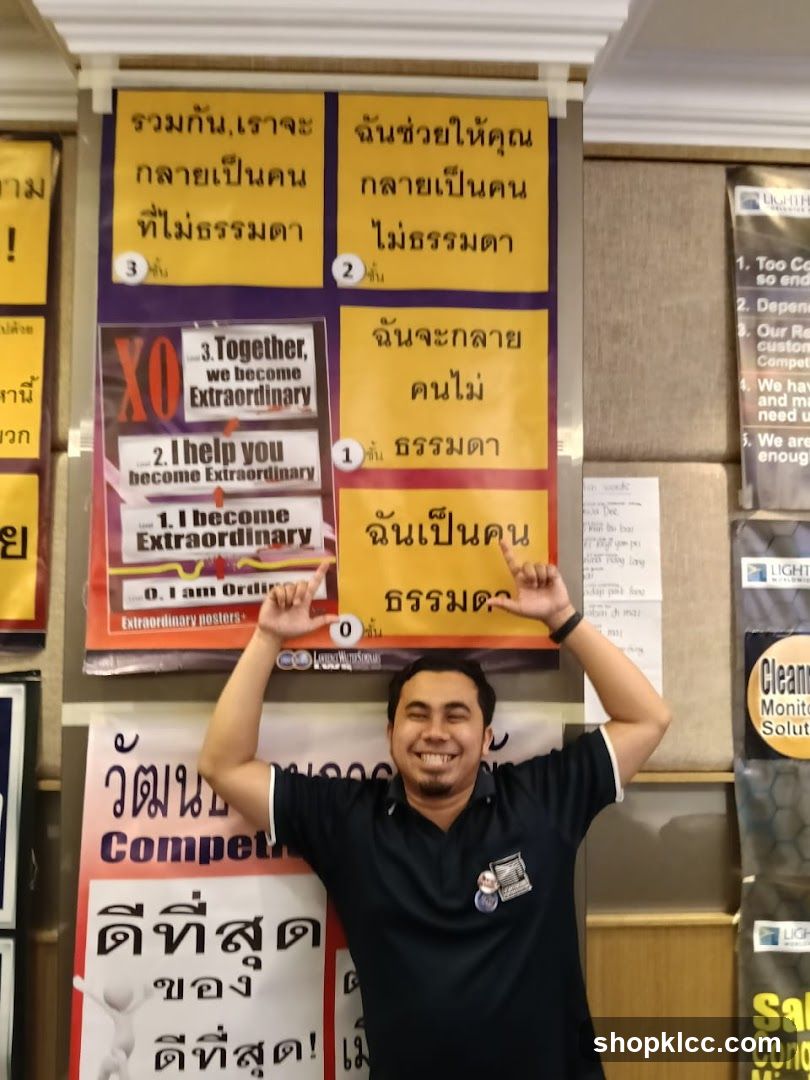 Man Posing with Motivational Posters