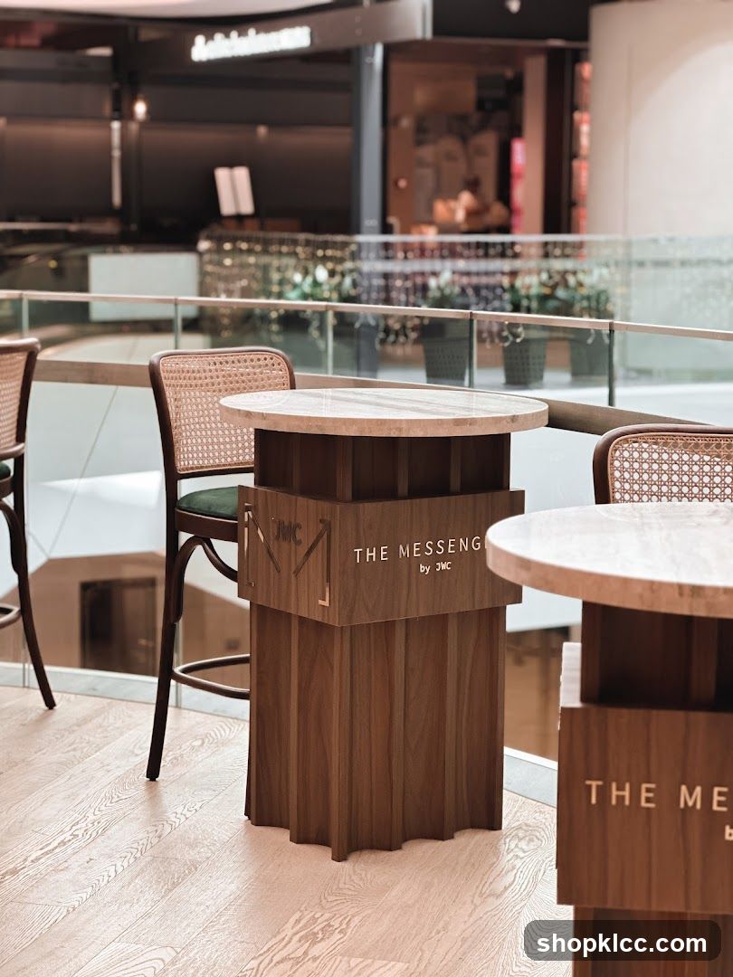 Bar tables and chairs in a mall