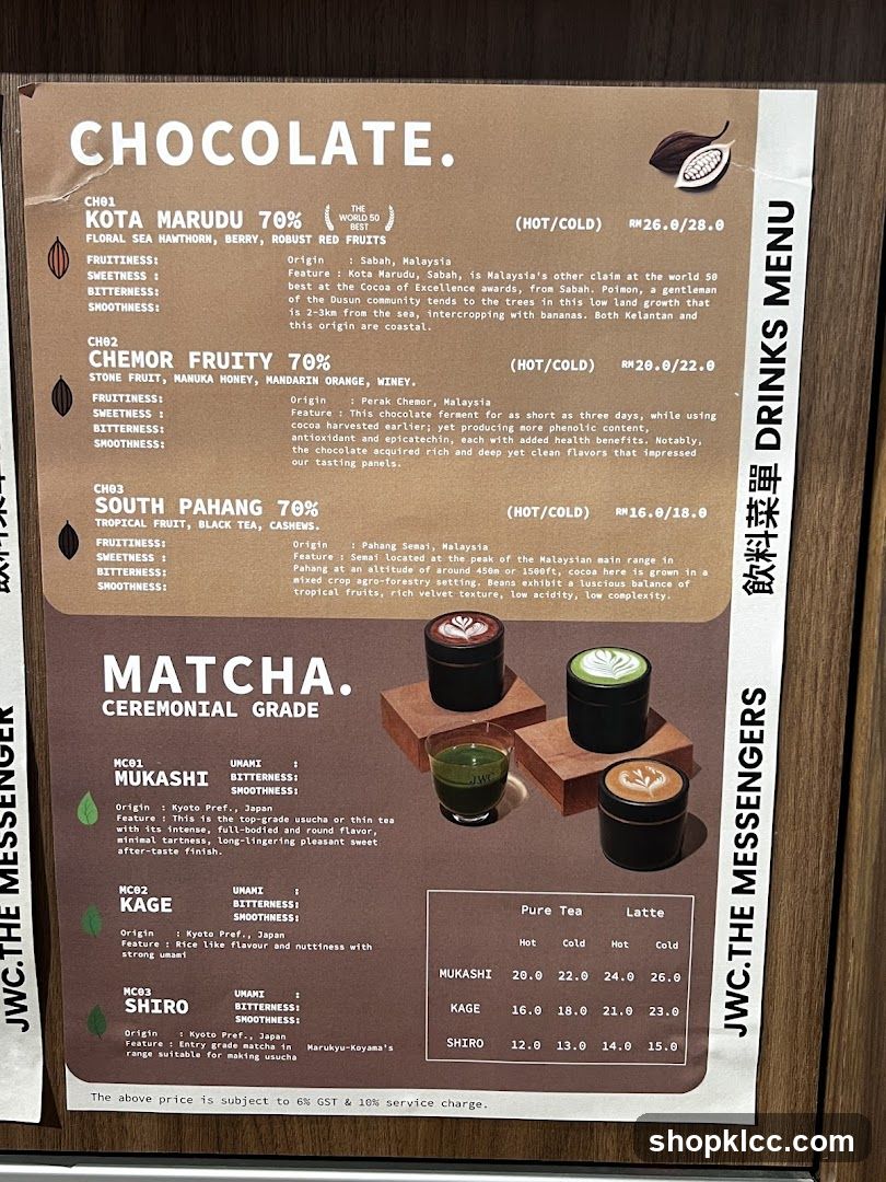 CHOCOLATE. & MATCHA. CEREMONIAL GRADE DRINKS MENU