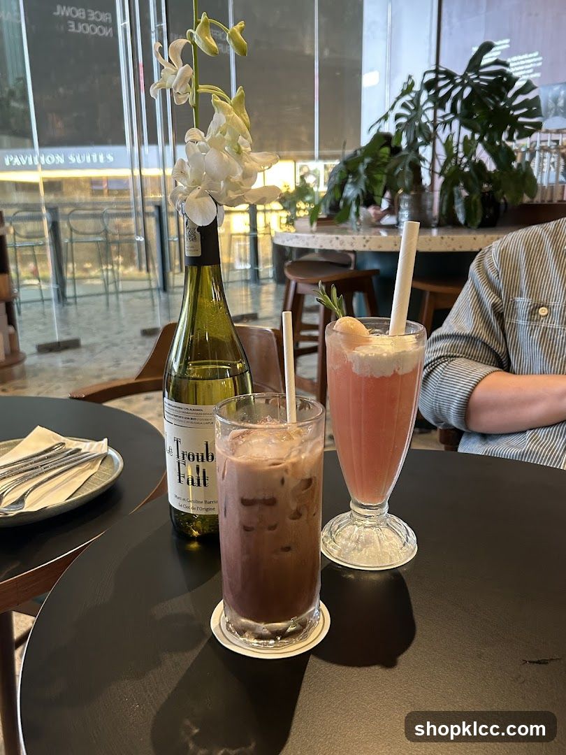 Table with drinks and flowers