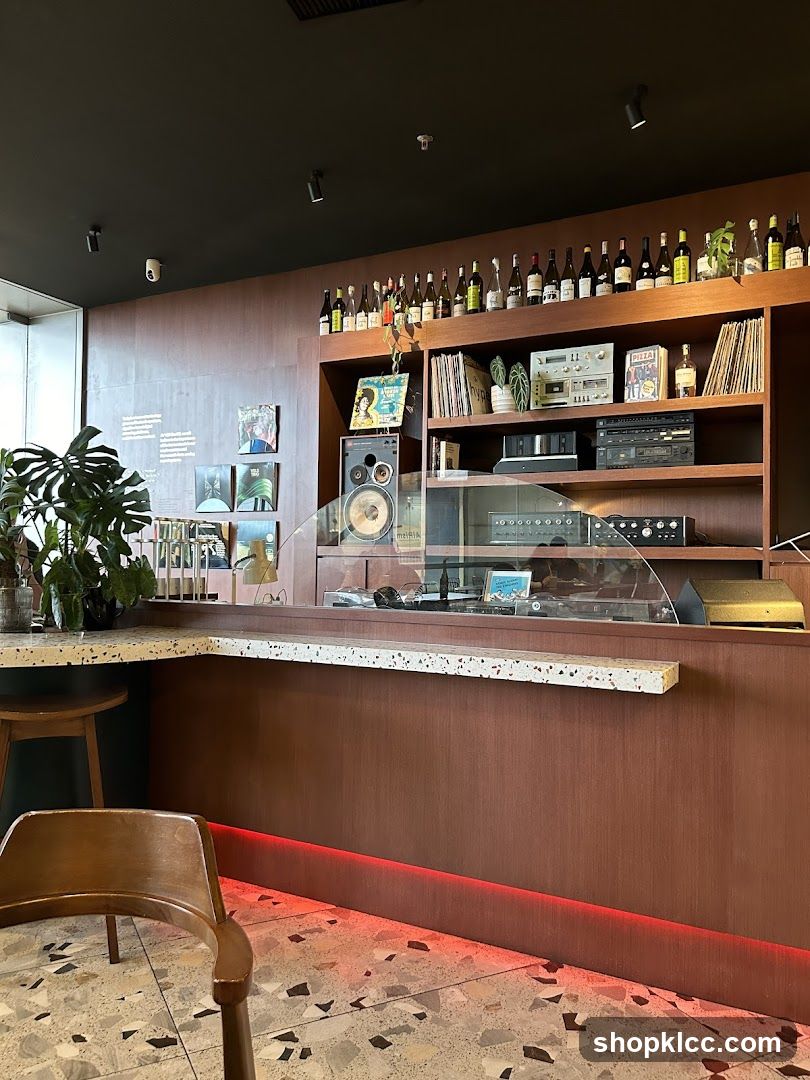 Bar with Vinyl Records and Audio Equipment