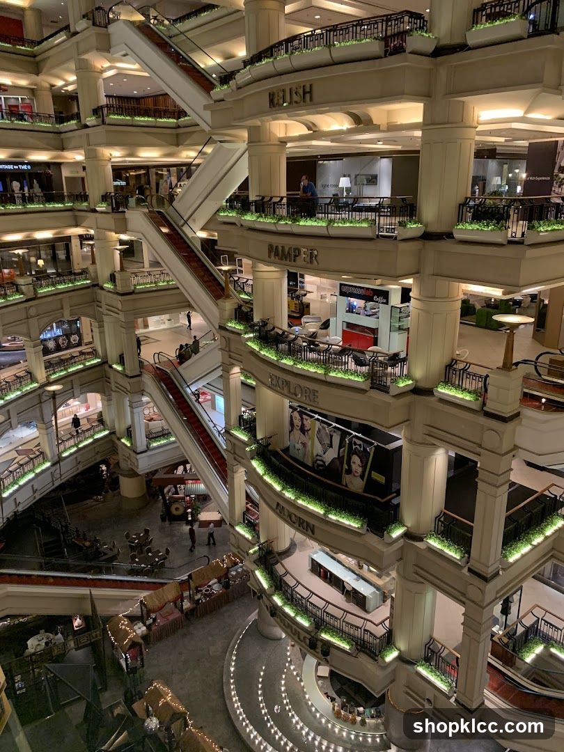 Interior of a multi-level shopping mall