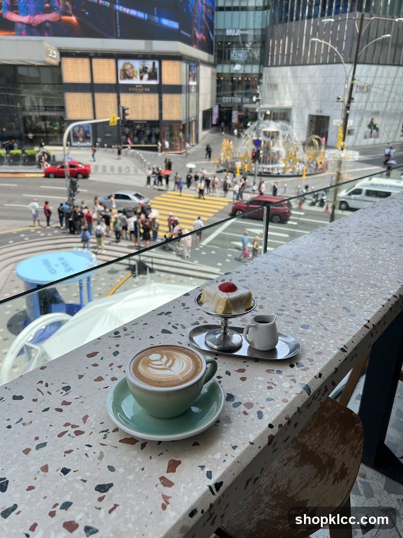 Coffee and dessert with city view