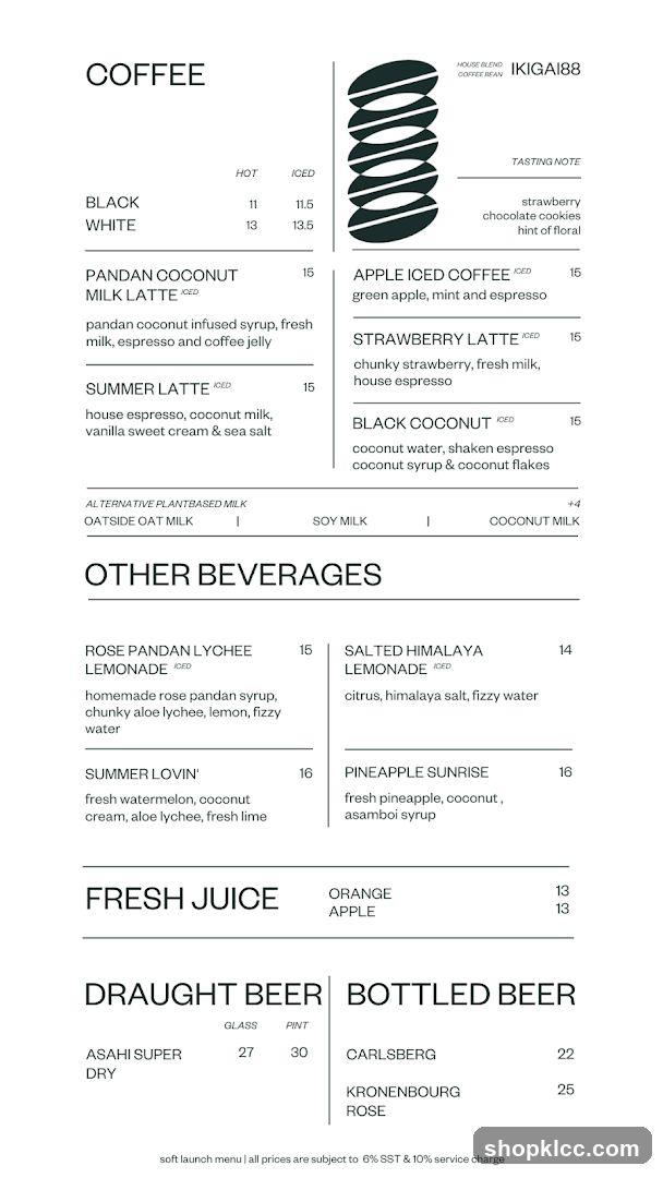 IKIGAI88 Coffee Menu