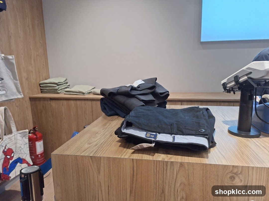 Folded Trousers on Counter