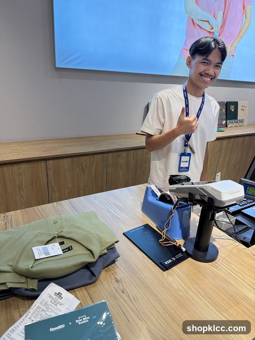 Sales associate at checkout counter