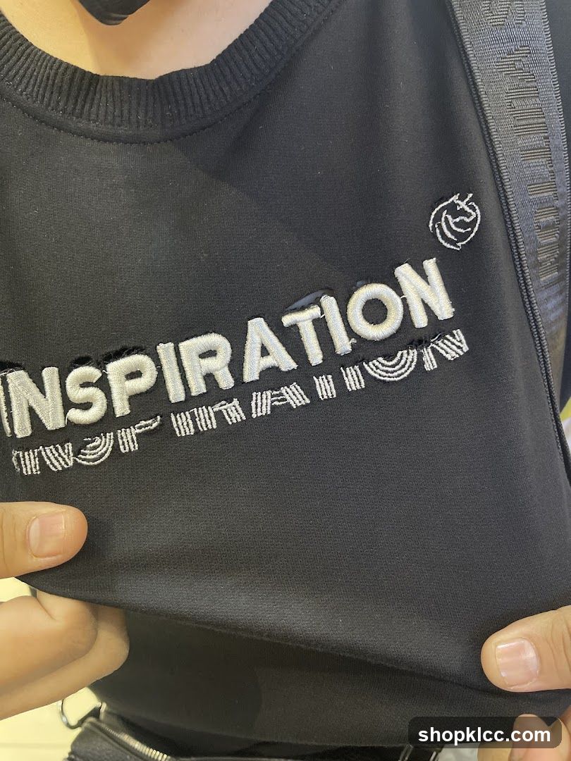 Black Sweatshirt with White Embroidery