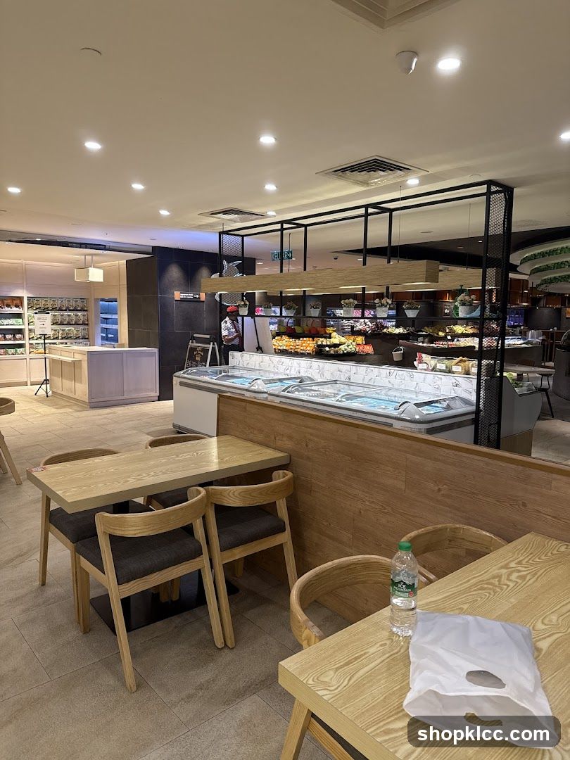 Supermarket Interior with Seating Area