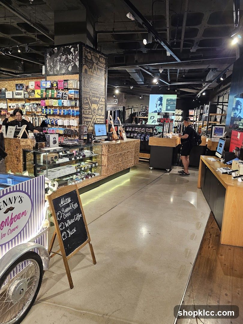 Music Store Interior with Ice Cream Cart