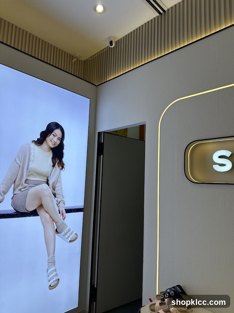 Store Interior with Advertisement and Footwear Display