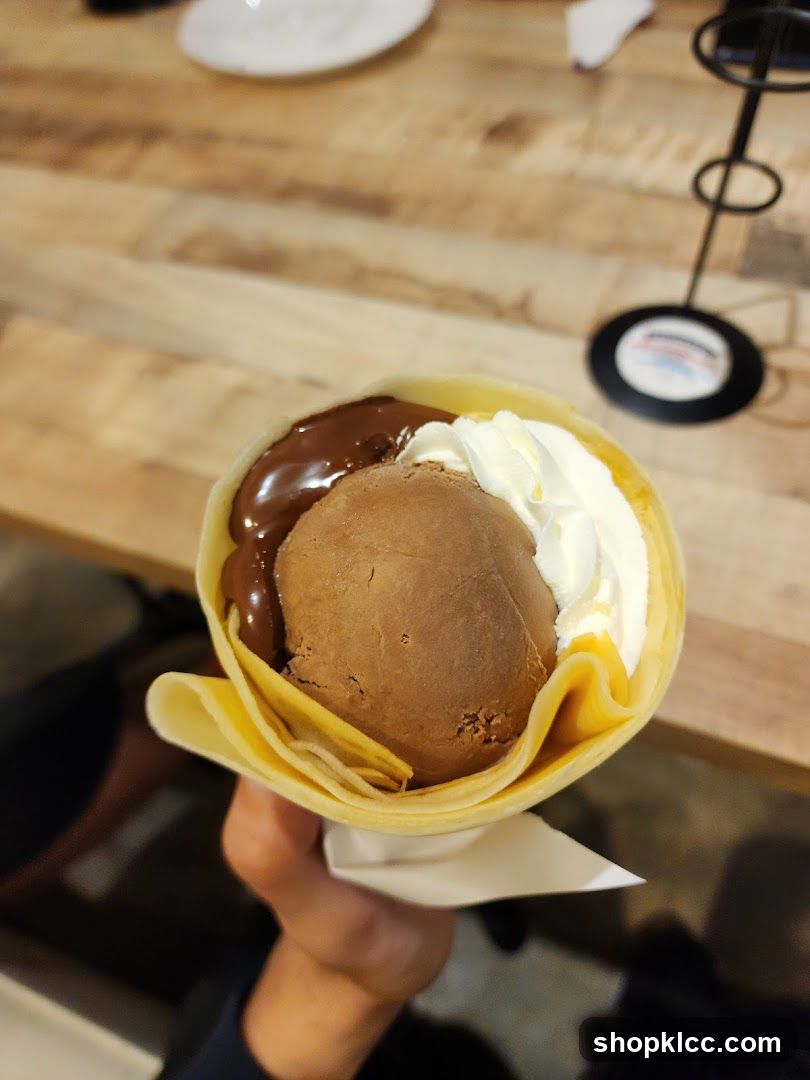 Chocolate Crepe with Ice Cream