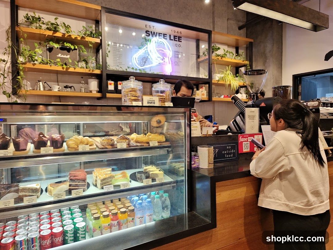 Cafe Interior with Pastries and Drinks