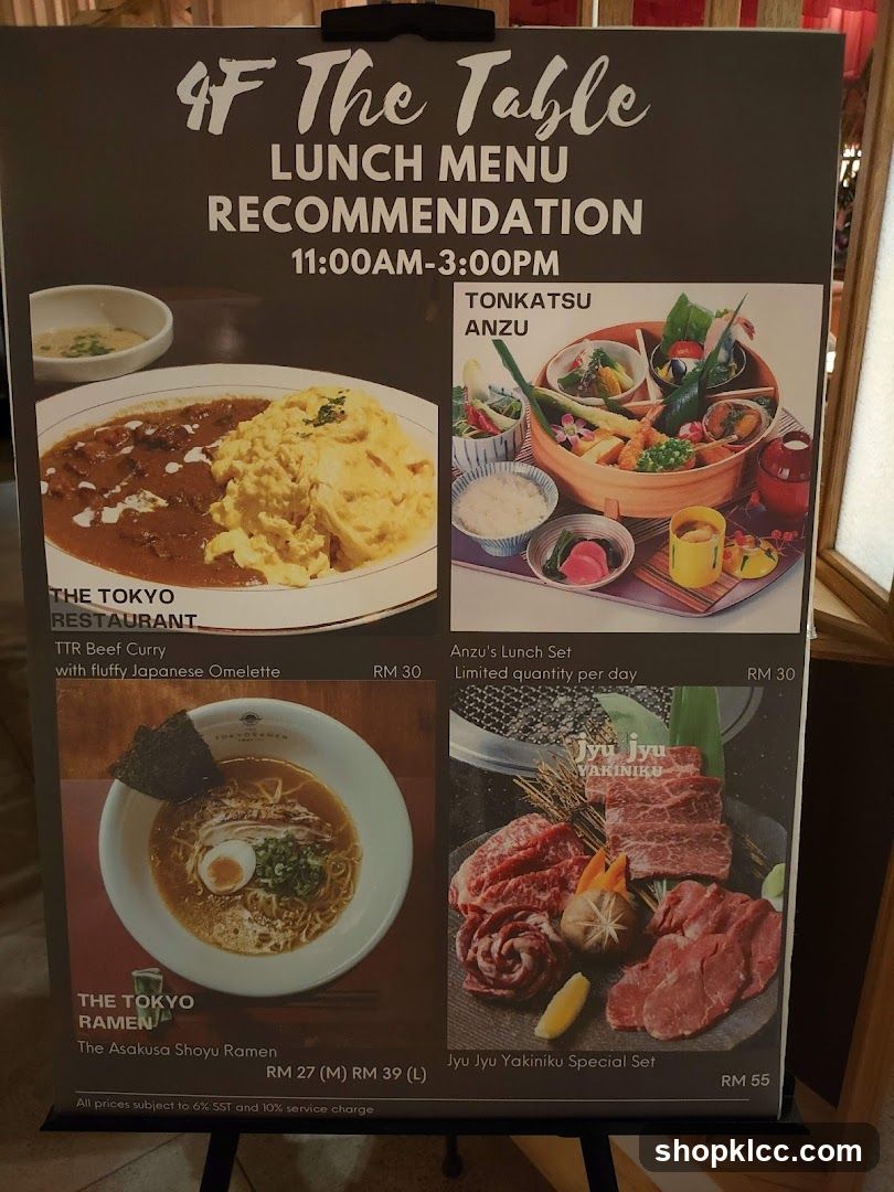 4F The Table Lunch Menu Recommendation